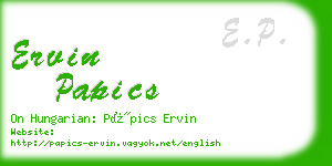 ervin papics business card